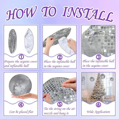 4 Pieces 11 Inch Inflatable Disco Ball ，Inflatable Ball with Disco Ball Cover Rope，Christmas Hanging Decorated ，Disco Ball Party Decorations, Party Design for Swimming Pool Decorations Outdoor