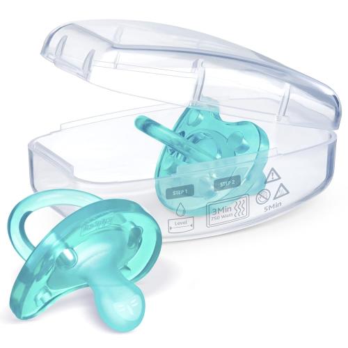 Chicco PhysioForma 100% Soft Silicone One Piece Pacifier for Babies Aged 6-16 Months | BPA & Latex Free | Reusable Sterilizing Case | Teal, 4pk