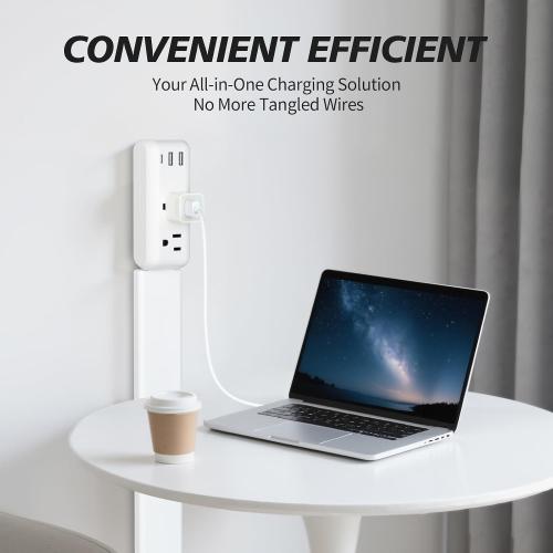 Electrical Outlet Extender Stick,Rotated and Extended Power Strip,with 1 USB-C,2 USB-A,2 AC Outlets,Extends 22-34, Rotated 180°,Perfect for Hard-to-Reach Outlets Behind Couch,Sofa, Bed, Furniture