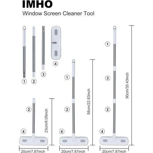 IMHO Cleaning Brush for Window Screen, Screen Cleaner Tool, 2 in 1 Mesh Screen Cleaning Brush, Small Brush for Patio, Door, Porch Screens, White &Grey Brush Cleaners for Screen