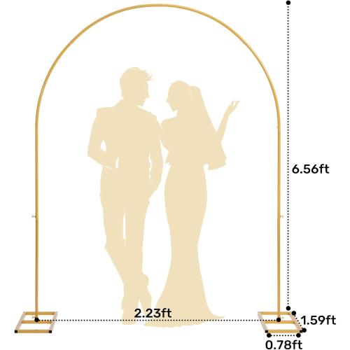 DOEWORKS 6.5 FT Metal Balloon Arch Stand, Rectangle Wire Backdrop Stand for Ceremony, Flower Stand Rack for Wedding, Birthday Party, Golden