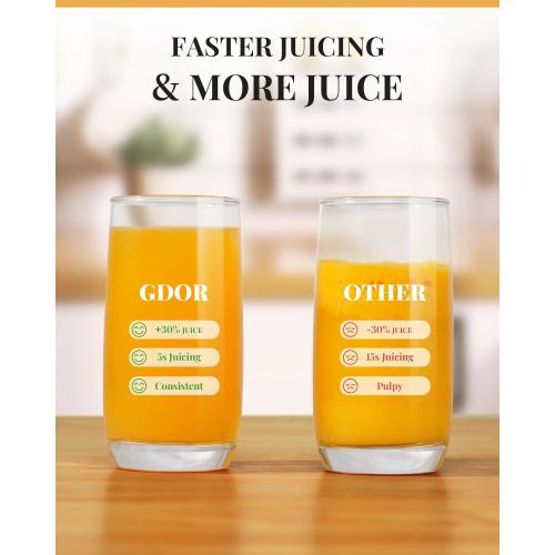 GDOR 1200W Juicer, 3.2 Wide Chute, Titanium-Enhanced Blade, Heavy-Duty Copper Motor, Dual Speed Centrifugal Juice Extractor, BPA-Free, Silver