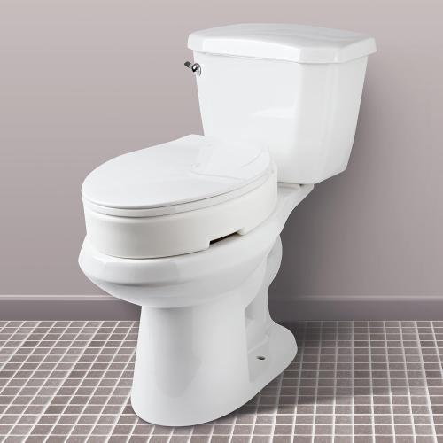 Carex Health Brands Hinged Elongated Toilet Seat Riser, Adds 3.5 Inches of Height to Toilet, 300 Pound Weight Capacity, Raised Toilet Seat, White (FGB32100 0000)