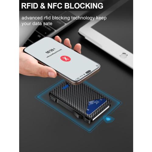 Wallet for Men RFID Wallet with 2 ID Windows & Money Clip, Slim Card Holder | 10-12 Cards Bifold Minimalist Smart Pop Up Wallet for Front Pocket Compact Metal Credit Card Holder Birthday Gifts for Men