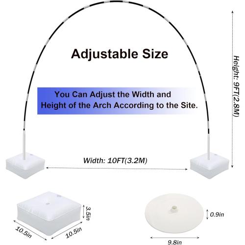 Balloon Arch, Innovation Large Sturdy Balloon Arch Kit,10Ft Wide & 9FT Tall Adjustable Balloon Stand with Water Fillable Bases, Manual Pump - for Wedding, Birthday, Baby Shower, Graduation