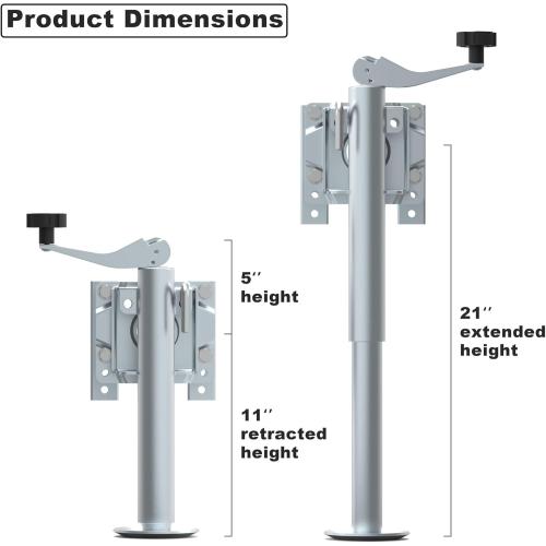 Swivel Bolt-on Trailer Jack, Trailer Jack Stand, 10 Vertical Movement, Mounting Hardware Included, 1000 lbs