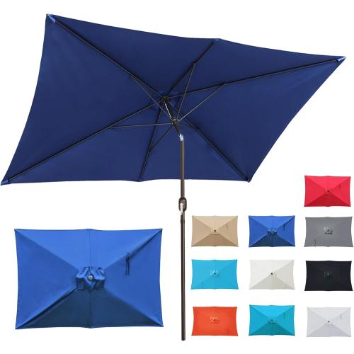 Rectangular Patio Umbrella, Table Market Umbrella with Tilt and Crank, Outdoor Umbrella for Garden, Deck, Backyard, Pool and Beach