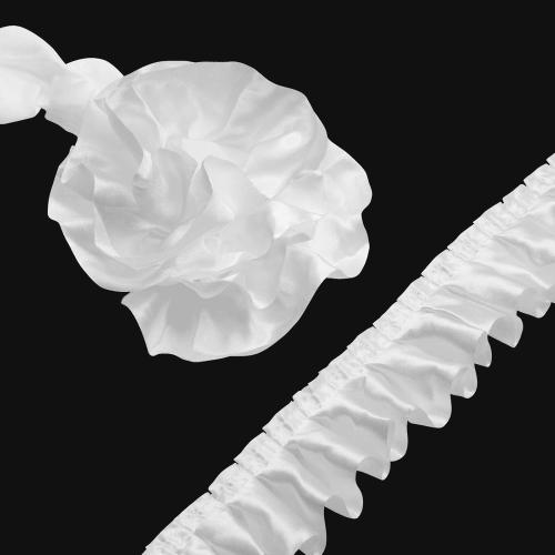 Homiest 11 Yards Ruffle Ribbon Trim for Sewing, 1-1/2 Inch Wide Satin Fabric Trims, White Ruffle Trim for Making Crafts Dress Curtain Wedding Costume Pillowcase