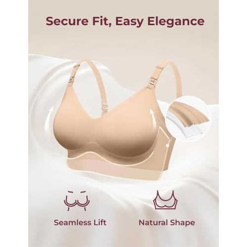 Momcozy Nursing Bras for Breastfeeding, YN21 Seamless Ultra Comfort Maternity Bra, Natural Shape, Pregnancy Sleep Bralette xl