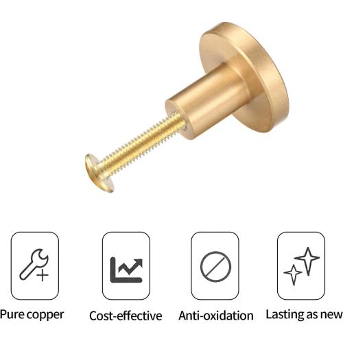Gold Cabinet Knobs, 8 Pcs Brushed Brass Round Kitchen Cabinet Hardware Pulls Knobs Gold for Dresser Drawer Cupboard Furniture Closet Wardrobe Door Knobs Handles, with Screwdriver, 20x25 mm