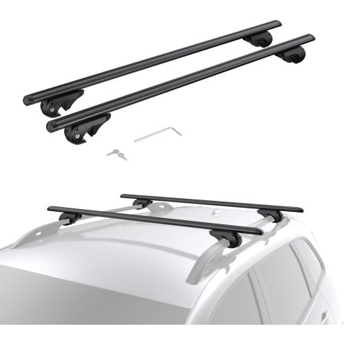 Roof Rack Cross Bars - Heavy Duty 52 Universal Kayak Roof Rack for SUVs & Cars, 200LB Capacity, Fits Raised Side Rails with Gap, 4 Anti-Theft Locks, Black (Pack of 2)