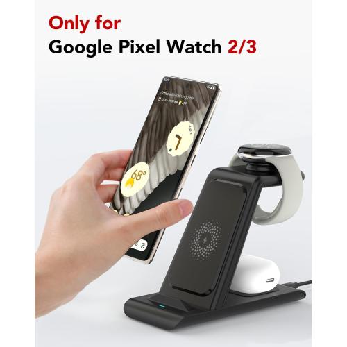 Upgraded 3 in 1 Wireless Charger for Google Pixel Watch 3/2, for Pixel 10/10 Pro/10 Pro XL/9 Pro/9/Fold/8,Buds Pro 2/Pro,Wireless Charging Station for Multiple Devices (Not for Google Watch 4/1)