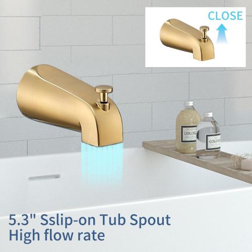 GGStudy Shower Faucet Set, Brushed Gold Tub Shower Faucet with 8 Inch Square Rainfall Shower Head and Tub Spout Shower Tub Faucet Set Complete Included Shower ValveTub Shower Trim Kit