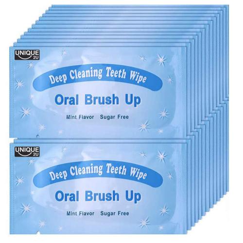 100pcs Disposable Textured Deep Cleaning Teeth Wipes Finger Brush Oral Brush Clean Wipes
