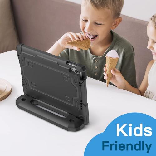 JETech Kids Case for iPad (A16) 11th/10th Generation (2025/2022) with Built-in Screen Protector, Shockproof Full-Body Handle Stand Tablet Protective Cover (Black)