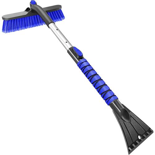 HEEYA Car Scraper with 12.6 Inch Large Brush Head, Extendable Snow Scraper for Windshield Window, Snow Brush and Ice Scraper for SUV Truck Automobile Vehicle - Blue
