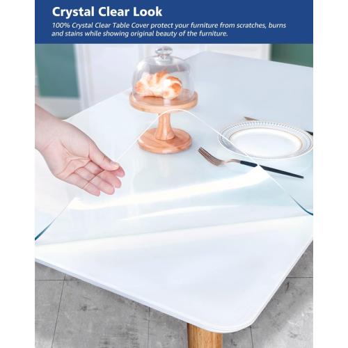 Size 8X48 Inch Clear PVC Table Cover 1.5mm Thick Crystal Table Topper Protector Rectangular Vinyl Plastic Desk Pad Transparent Tablecloth for Side End Table Night Stand Dresser