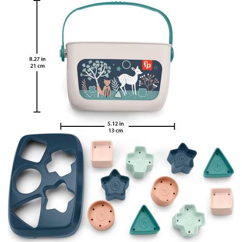 Fisher-Price Baby's First Blocks – Navy Fawn, Set of 10 Blocks for Stacking and Sorting Play for Infants Ages 6 Months and Older (Amazon Exclusive)