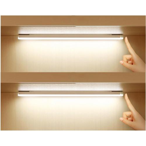 Under Cabinet Lighting 20 Inch, Rechargeable Motion Sensor Light with Stepless Dimming, Daylight White 6000K LED, USB-C Magnetic Closet Light for Kitchen, Stairs, Wardrobe (2 Packs)