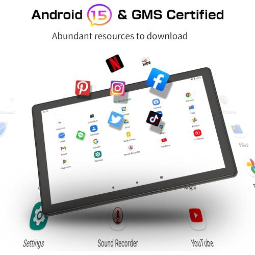 VOLENTEX 10 Inch Android 15 Tablet, 10.1 Touch Screen IPS HD Display, 64GB Pad, 2MP 8MP Dual Lens, WiFi6 Bluetooth, 6000mAh Battery (Gray)