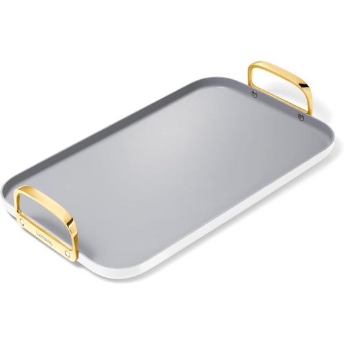 Caraway Double Burner Griddle - 19x12” Griddle Pan - Non-Stick Ceramic Coated - Non Toxic, PTFE & PFOA Free - Oven Safe & Compatible with All Stovetops - White