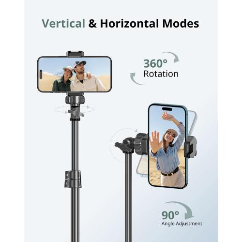 SENSYNE 62 Phone Tripod & Selfie Stick, Extendable Cell Phone Tripod Stand with Wireless Remote and Phone Holder, Compatible with iPhone Android Phone, Camera
