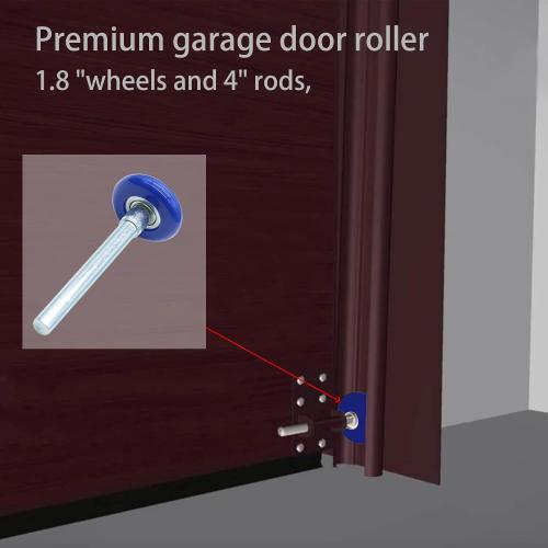Garage Door Roller, Blue 1.8 Quiet Nylon Garage Door Wheels 4 Stem for Garage Track Replacement with Premium Sealed 11 Ball Bearing, 10 Packs