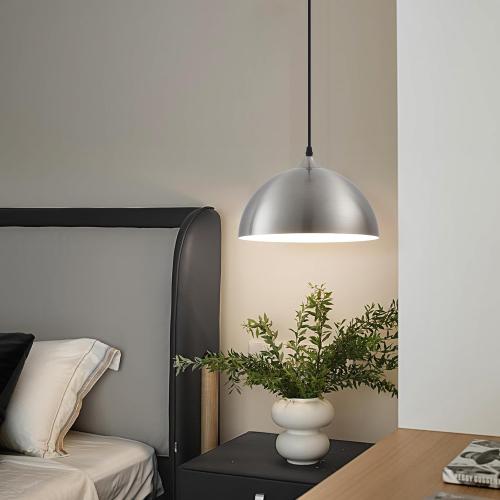 Brushed Nickel Industrial Pendant Light 11.8inches 2 Packs,Mental Hanging Light Fixtures for Kitchen Island,Dome Pendant Light,Ceiling Light Fixtures for Restaurant Dining Room Aisle