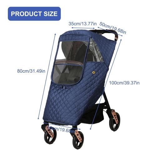Universal Stroller Rain Cover Quilted, Winter Waterproof Windproof | Winter Pram Buggy Rain Shield with Clear View & Storage Pockets, Fits Most Pushchairs & Prams
