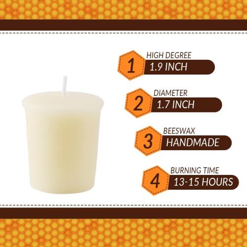DEYBBY White Beeswax Votive Candles 12-Hour Burn Unscented Candles 6 Pack