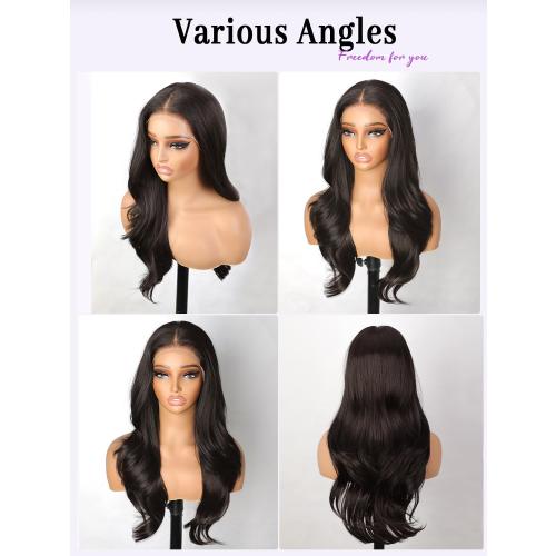 Chocolate Brown Lace Front Wig 13x4 HD Glueless Brown Wigs Pre Plucked for Beginners Synthetic Lace Front Wig for Women Long Layered Wave Wig 26inch