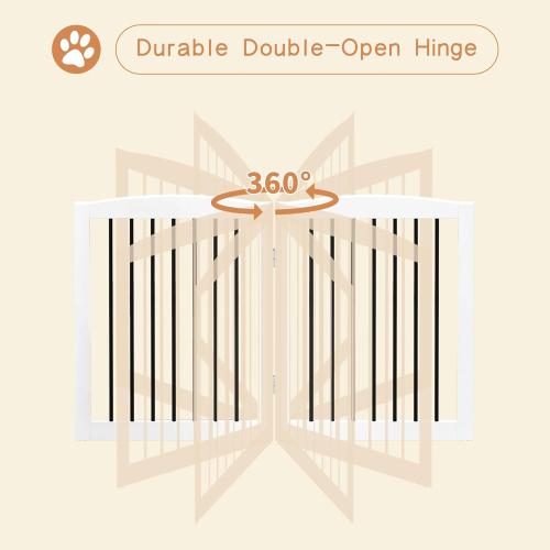 Freestanding Wooden Pet Gate for House, Foldable Indoor Dog Gate for Doorways, Stairs - 24 Height, 3 Panels, White