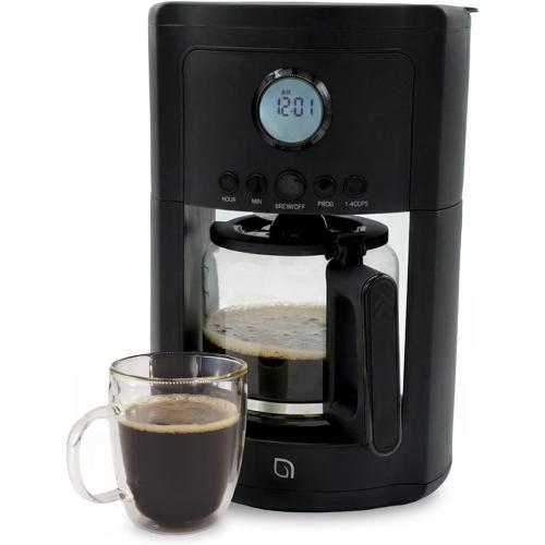 WILLOW Eco Series 12 Cup Drip Coffee Maker, 24 HR Programmable Coffee Maker with Glass Coffee Pot, Removable Filter Basket, Keep Warm Function & Auto Shut-off, Coffee Machine with Digital Display
