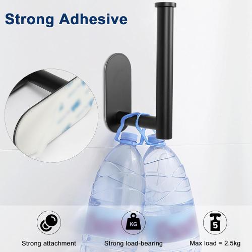 NearMoon Toilet Paper Holder Self Adhesive, Premium Thicken SUS304 Stainless Steel Rustproof Adhesive Toilet Roll Holder no Drilling for Bathroom, Kitchen, Washroom (1 Pack, Matte Black)