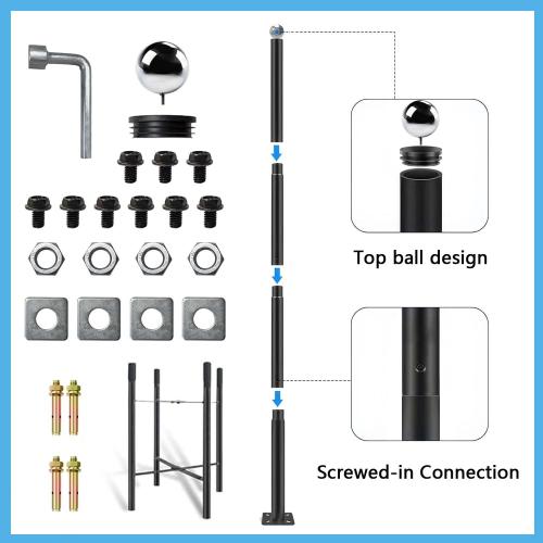 Street Light Pole 13Ft Tall, Solar Split Street Lamp Post for Outdoor Light Galvanized Heavy-Duty Metal Light Pole with Mounting Steel Anchors for Patio, Street Basketball Courts