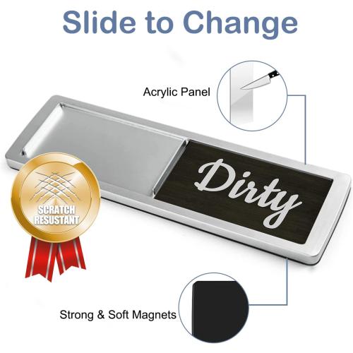 Oxepleus Dishwasher Magnet Clean Dirty Sign, Farmhouse Rustic Wood Design Black and White Non-Scratch/Easy to Read & Slide/Strong Magnetism Kitchen Storage and Decoration Accessories (A-Silver)