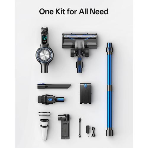 Vacation Cordless Vacuum Cleaner, 8-in-1 Cordless Stick Vacuum Cleaner with 3 Suction Modes, Up to 45mins Runtime, Rechargeable, Self-Standing, Wireless Vacuum Cleaners for Home Pet Hair Carpet Car Hard Floor