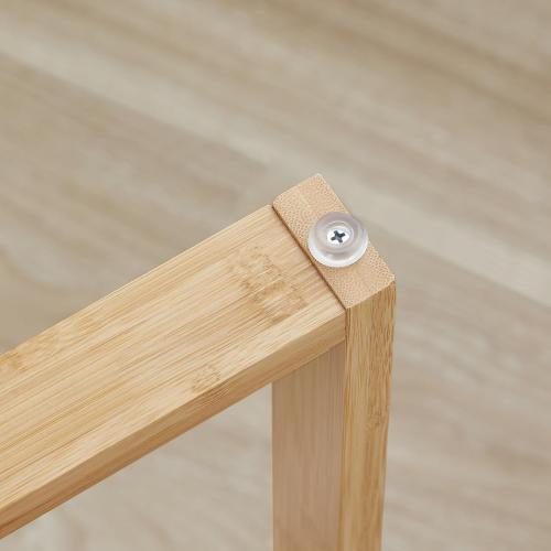 HOOBRO Round Side Table with Charging Station, Round Accent End Table with Bamboo Legs for Living Room, Bedroom, White and Natural YW101UBZ01
