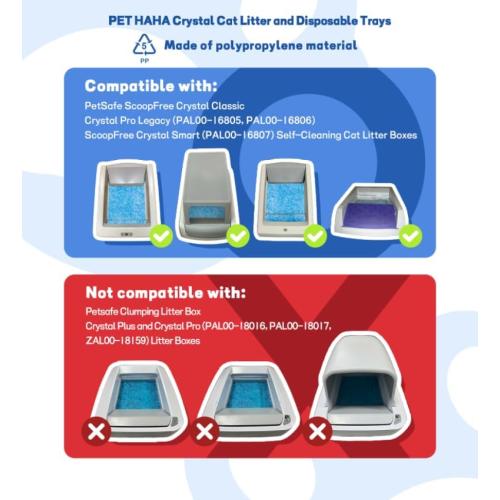 Crystal Cat Litter and Disposable Litter Trays 2 Sets Compatible with Petsafe Scoop-Free Classic/Legacy/Smart Litter Boxes, Triple Leak Proof Design, Excellent OdorControl, One-Hand Disposing.