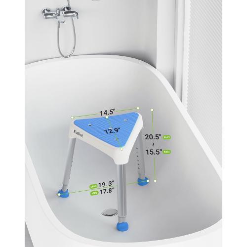FULLOT Space-Saving Triangular Shower Chair for Inside Shower, 400 lbs