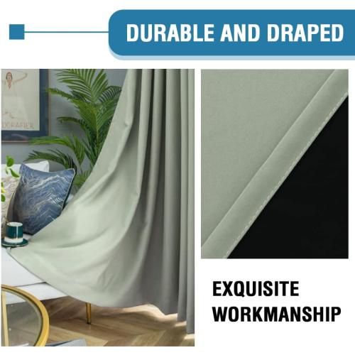 H.VERSAILTEX 100% Blackout Curtains for Bedroom Thermal Insulated Blackout Curtains 84 inch Length Heat and Full Light Blocking Curtains for Living Room with Black Liner 2 Panels Set, Light Sage