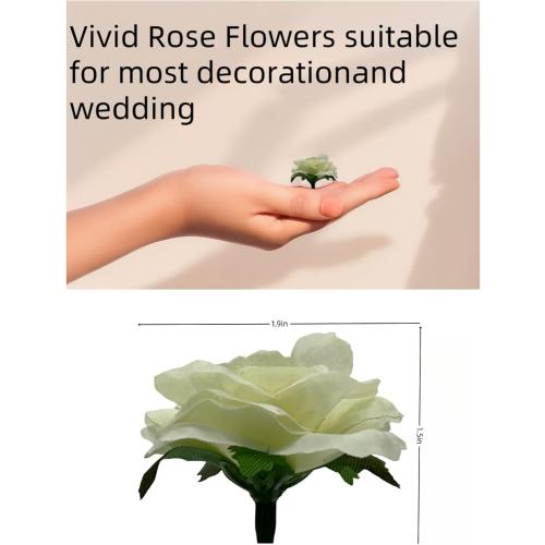 100 Pcs Mini White Roses Artificial Flowers Bulk, 1.9 Small Silk Fake Roses Flower Heads for Decoration, Wedding Centerpieces Bridal Shower Party Home Decor,DIY Crafts (Ivory White)