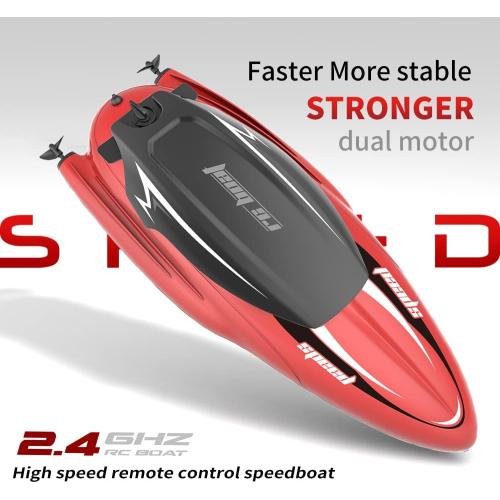 Remote Control Boat for Pool (Red), RC Boat for Kids, 2.4Ghz Control, Whole Body Waterproof, Water Rc Toys for Kids, Radio Controlled Watercraft