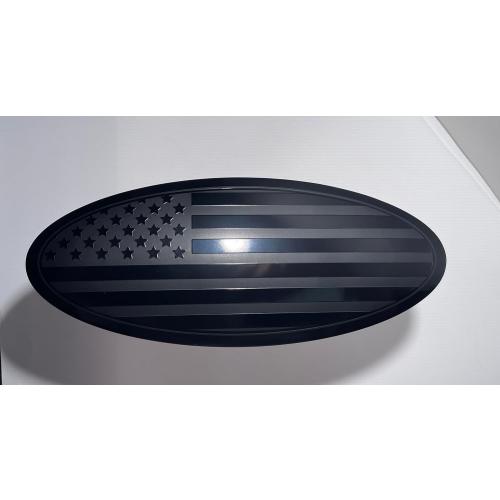 12 inch Emblem Front Grille Tailgate Rear Aluminum Overlay American Flag Emblem Fit for 2017-2022 Ford F250 F350 Super Duty（Black, 12