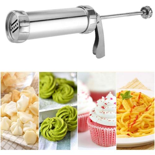 Stainless Steel Cookies Press Maker Kit Press Machine Bakeware with 20 Decorative Stencil Discs 4 Nozzles for DIY and Decoration 5.51x8.27x2.17in