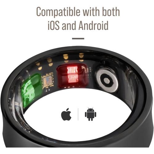 Herz P1 Smart Ring for Women & Men - (Size 6) 24/7 Health Metrics Fitness Ring, Tracks 20  Biometrics, 6 Day Battery Life, Waterproof Stainless Steel, Free APP for iOS Android, No Subscription