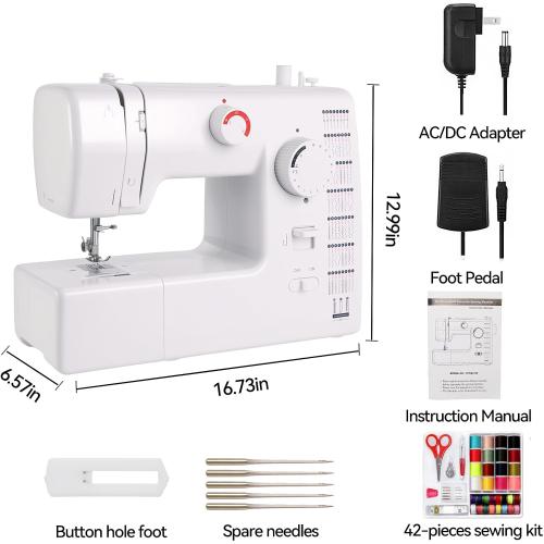 Multifunction Sewing Machines, Strong Motor with Enhanced Piercing Power, 59 Stitch Applications, Full Metal frame, Strong & Tough, with Foot Pedal, Storage Drawer, Accessory Kit