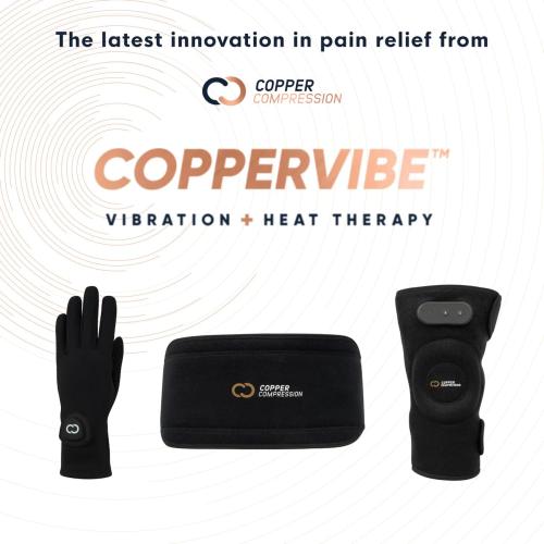 Copper Compression CopperVibe Vibration   Heat Therapy Back Wrap Vibrating Heating Massager Pad for Lower Back Pain Relief, Lumbar Muscles, Herniated Disc - Treatment Brace Device for Women & Men