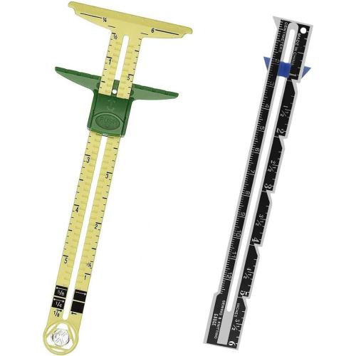 YEQIN 2 Pcs Sliding Gauge Measuring Sewing Tool, 5-in-1 Sliding Gauge Measuring and Stainless Steel Quilting Ruler Sewing Tool Fabric Quilting Ruler for Knitting Crafting Sewing Beginner Supplies