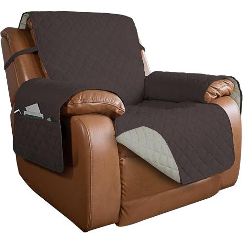 for two-seater sofa.....PureFit Reversible Quilted Oversized Recliner Sofa Cover, Water Resistant Furniture Protector, Washable Couch Cover with Elastic Straps for Kids, Dogs, Pets (Large, Chocolate/Beige)